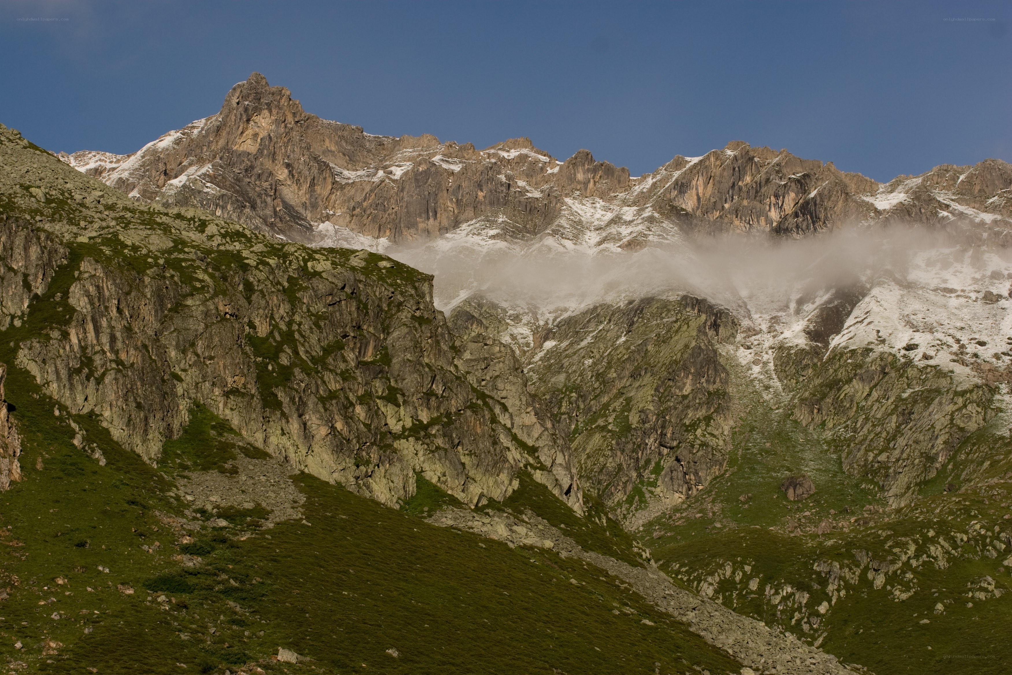 Snow-capped mountain peaks