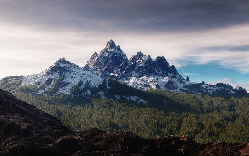 Snow-capped mountain peaks