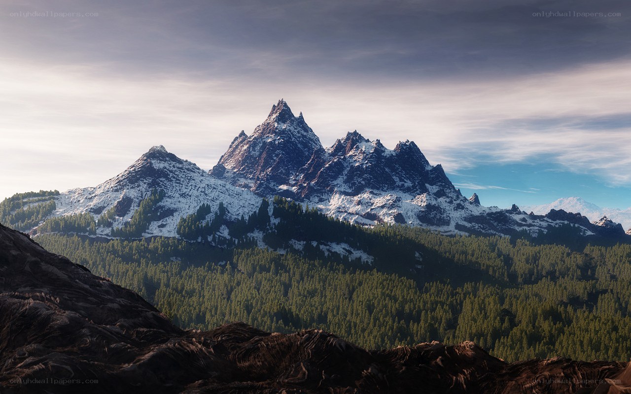 Snow-capped mountain peaks