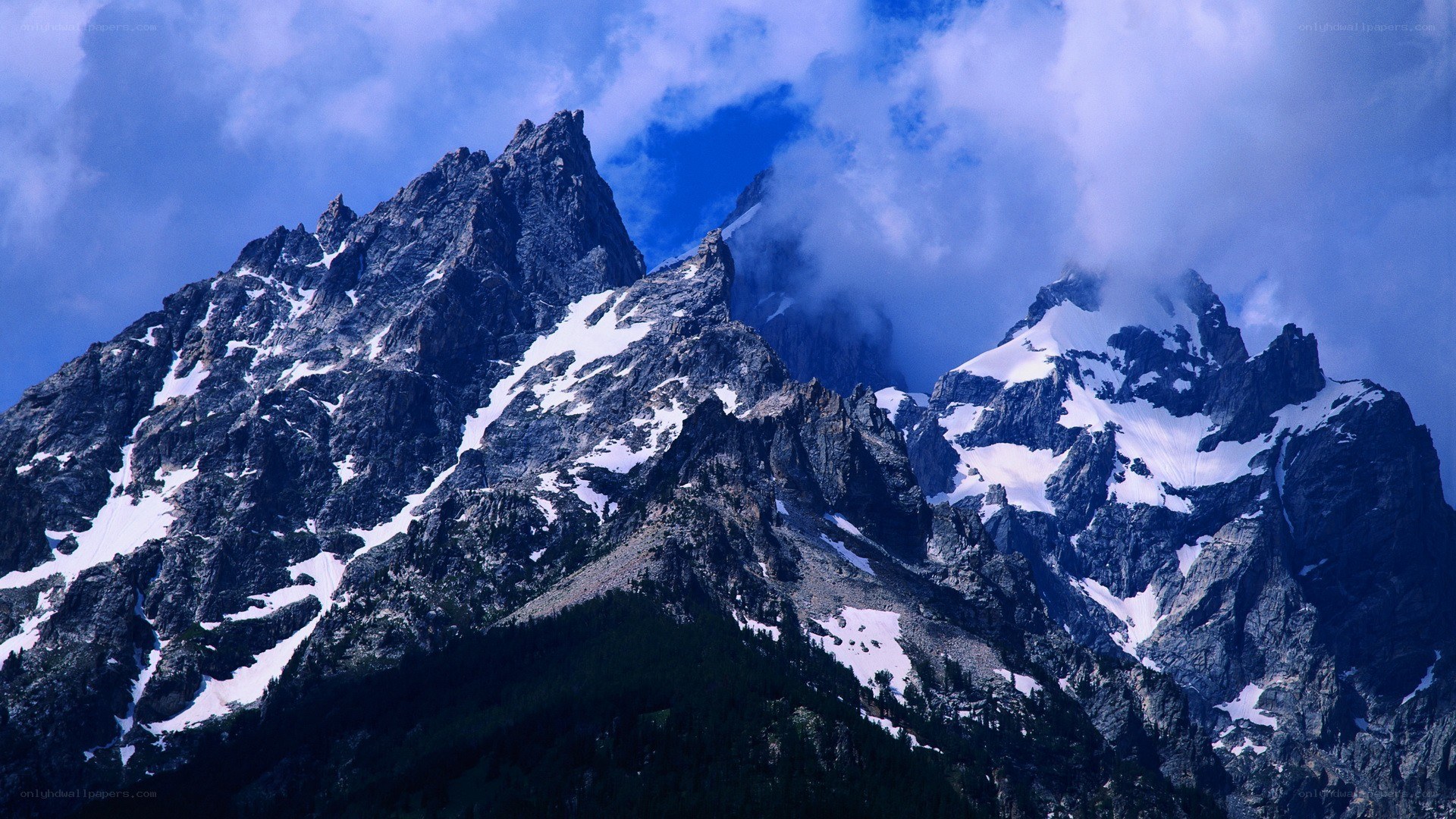 Snow-capped mountain peaks