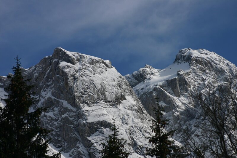 Snow-capped mountain peaks