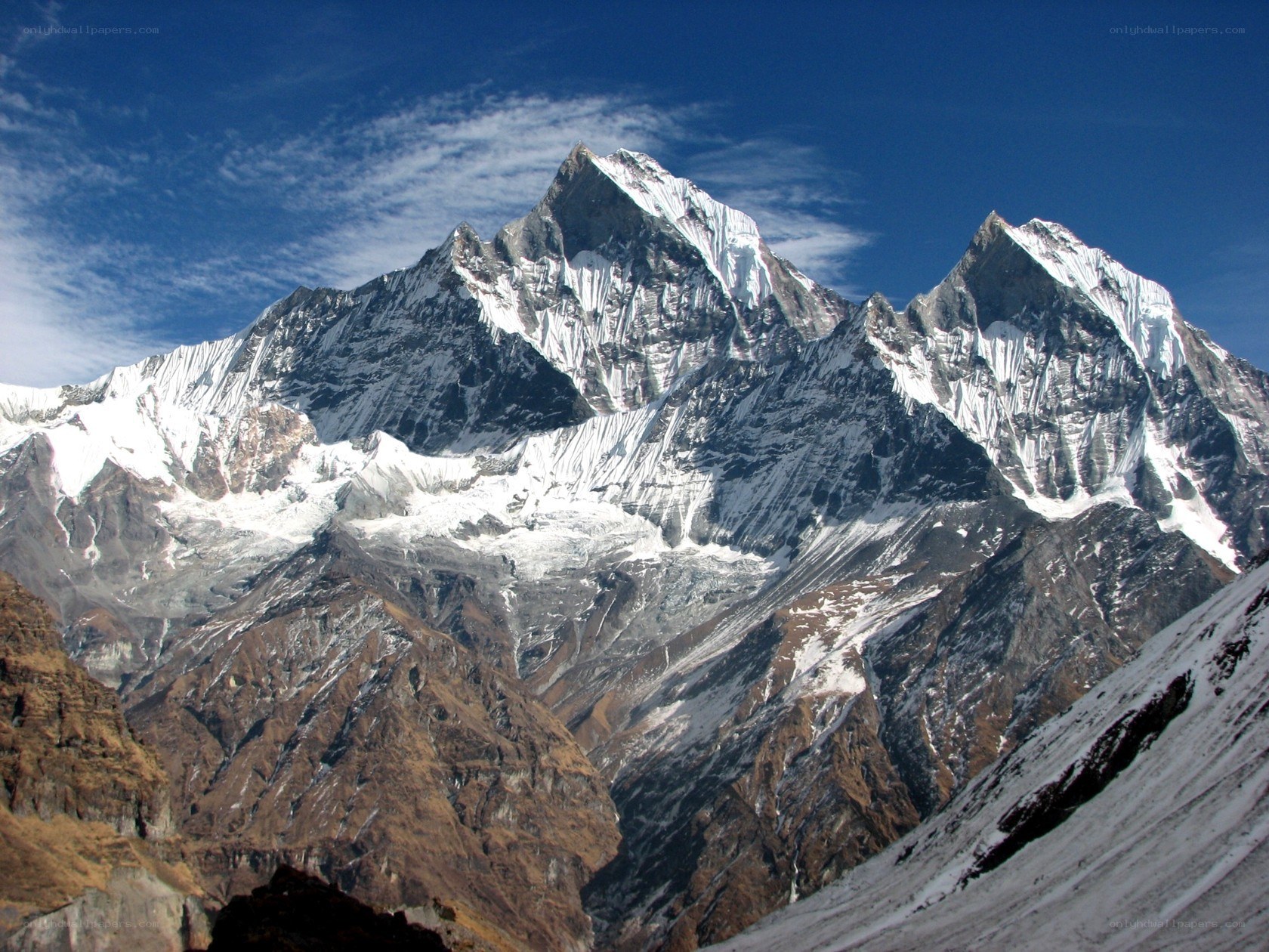 Snow-capped mountain peaks