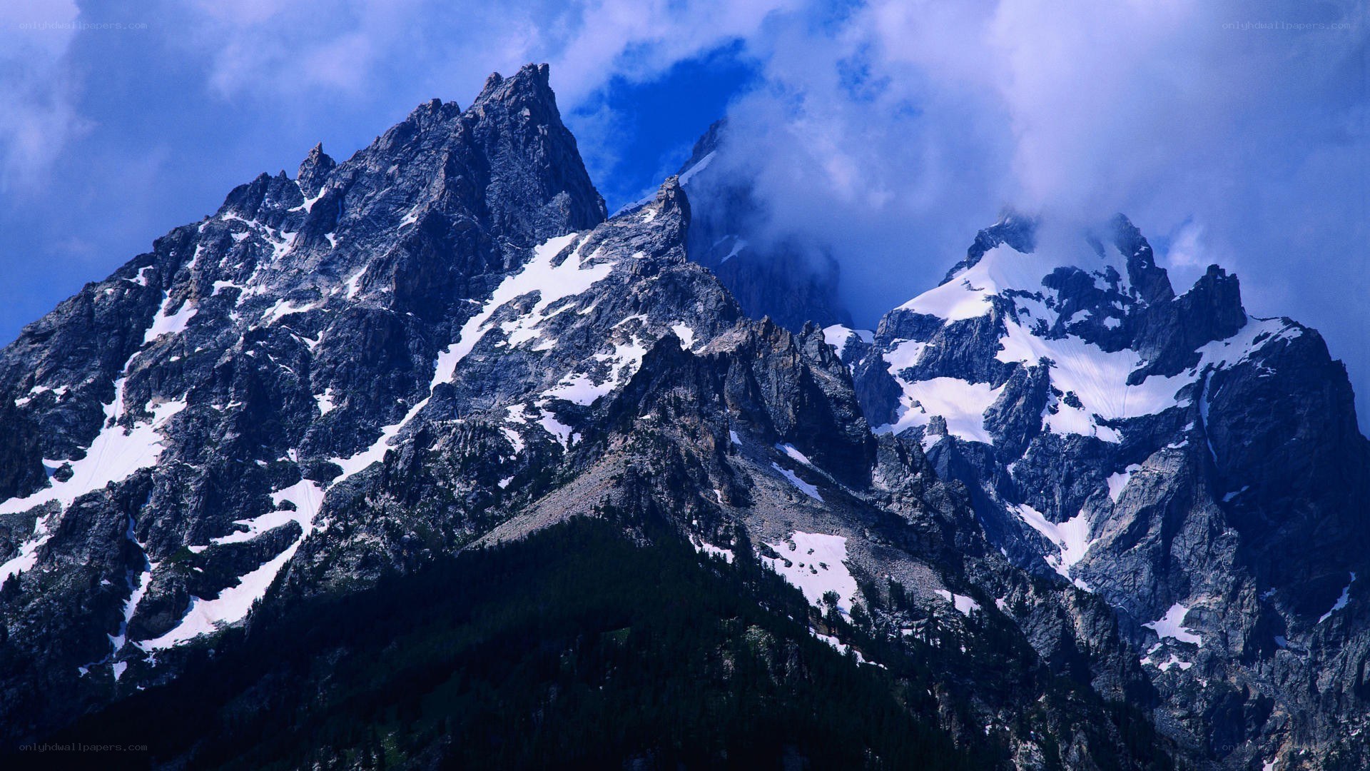 Snow-capped mountain peaks