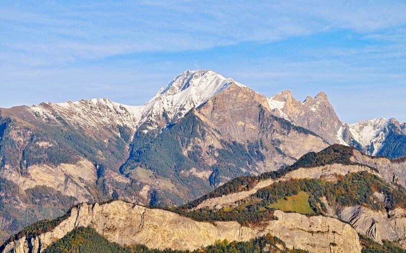 Snow-capped mountain peaks