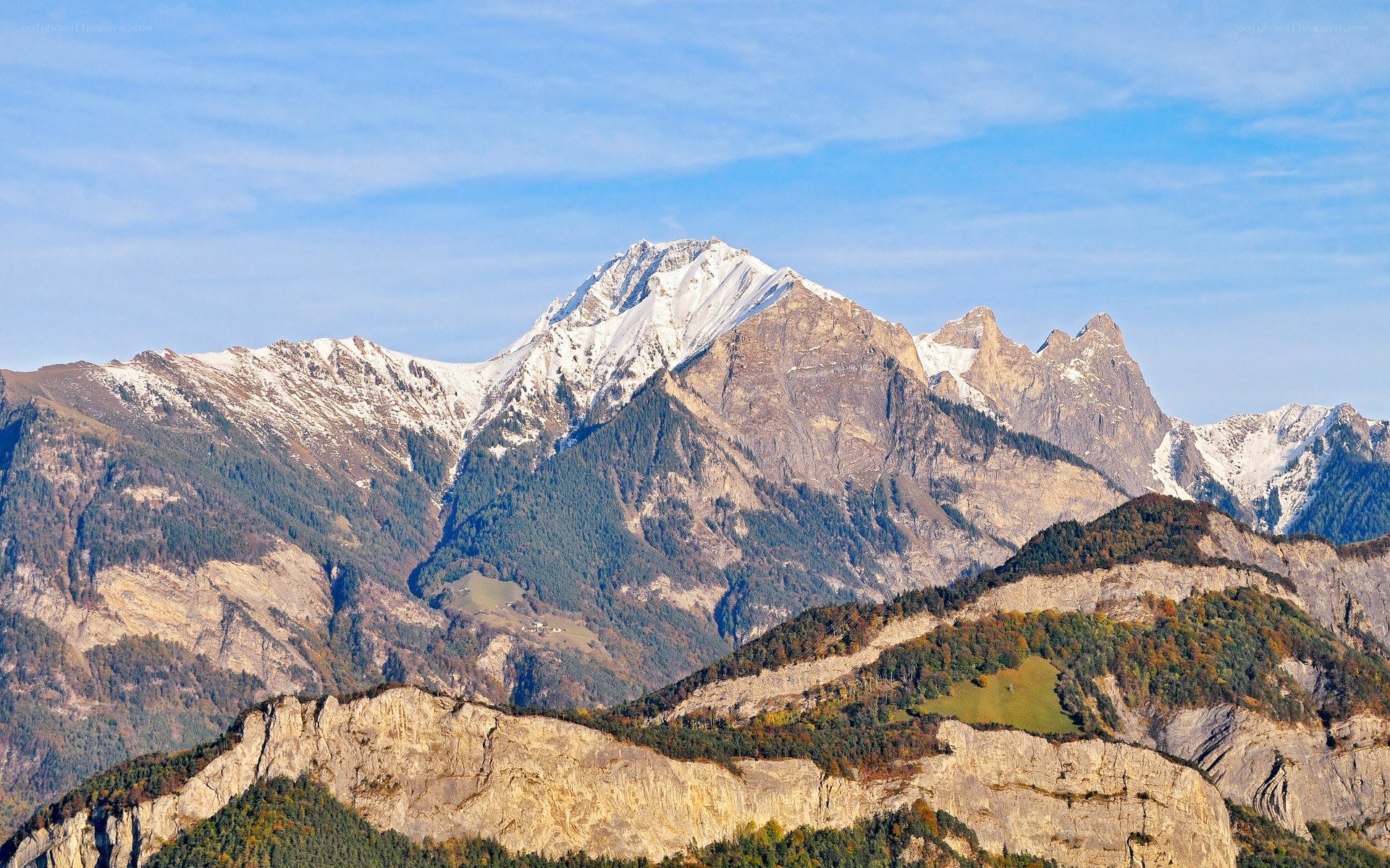 Snow-capped mountain peaks