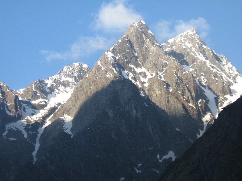 Snow-capped Mountain Peaks — Blue, Dramatic, Afternoon, Photograph, Sky, Clouds