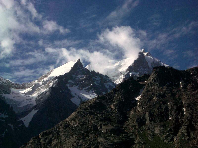 Snow-capped Mountain Peaks — Blue, Dramatic, Afternoon