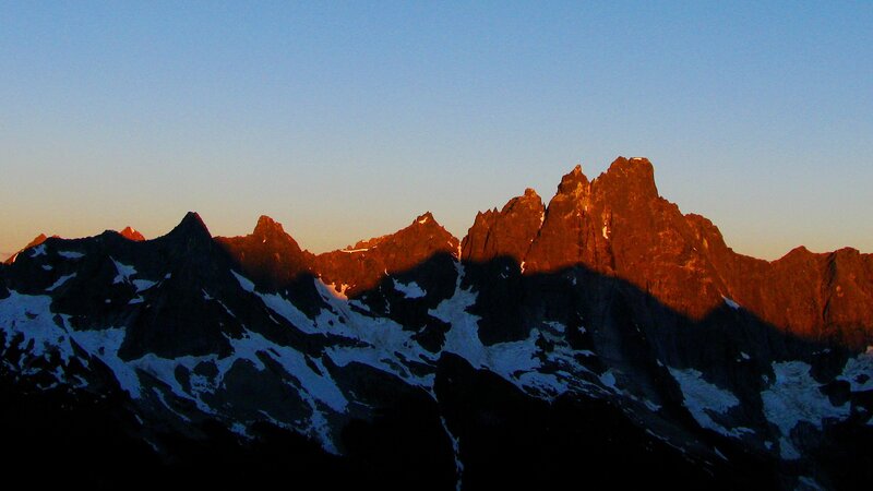 Snow-capped Mountain Peaks — Blue, Dramatic, Sunset, Photograph