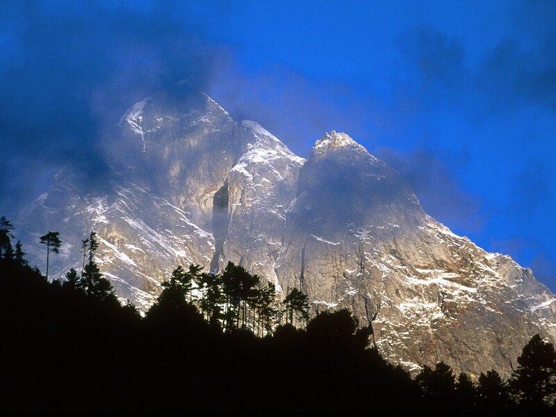 Snow-capped Mountain Peaks — Blue