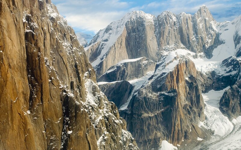 Snow-capped Mountain Peaks — Brown, Dramatic, Afternoon