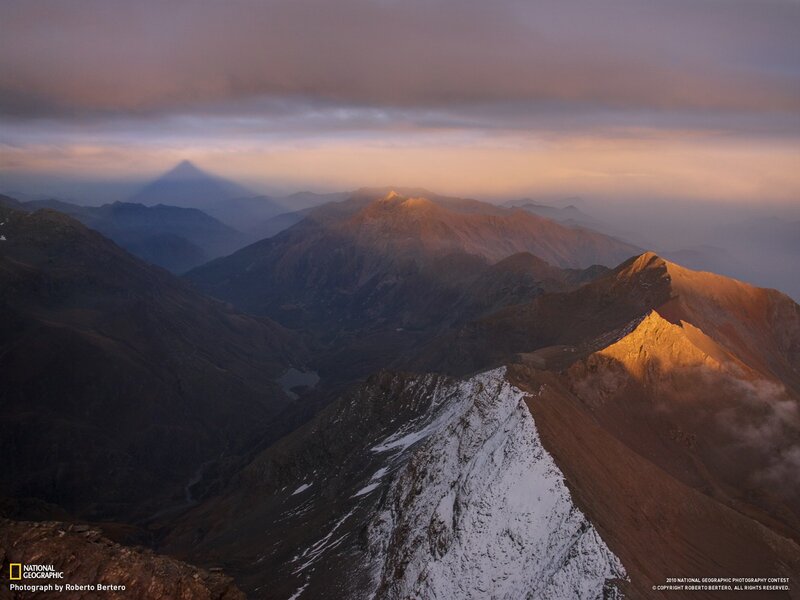 Snow-capped Mountain Peaks — Brown, Dramatic