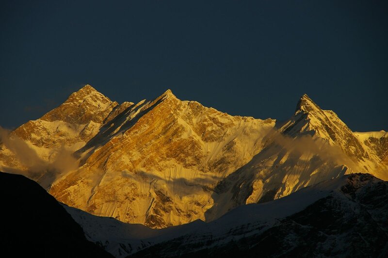Snow-capped Mountain Peaks — Gold
