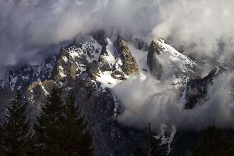 Snow-capped Mountain Peaks — Gray, Dramatic, Morning