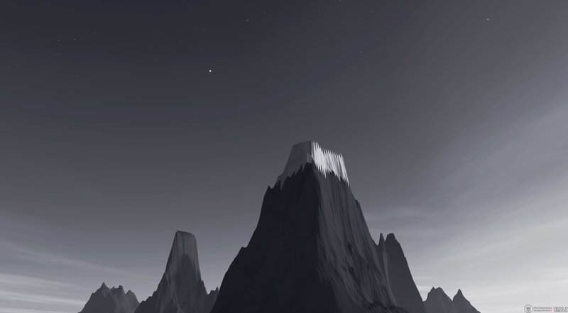 Snow-capped Mountain Peaks — Gray, Dramatic, Night