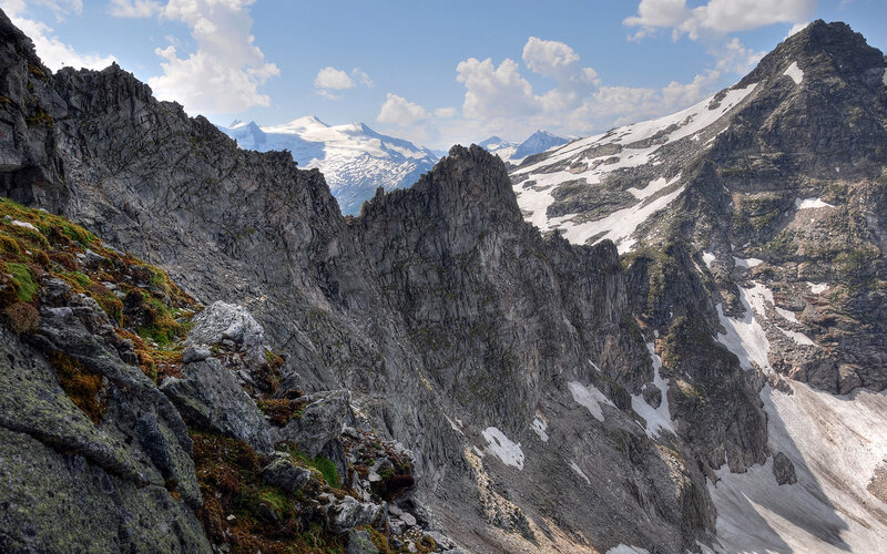 Snow-capped Mountain Peaks — Gray, Dramatic