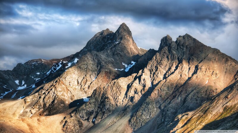 Snow-capped Mountain Peaks — Gray