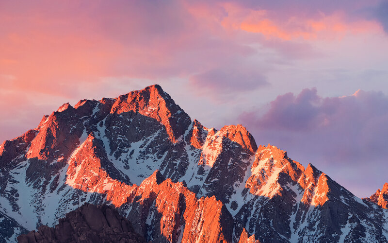 Snow-capped Mountain Peaks — Pink, Dramatic