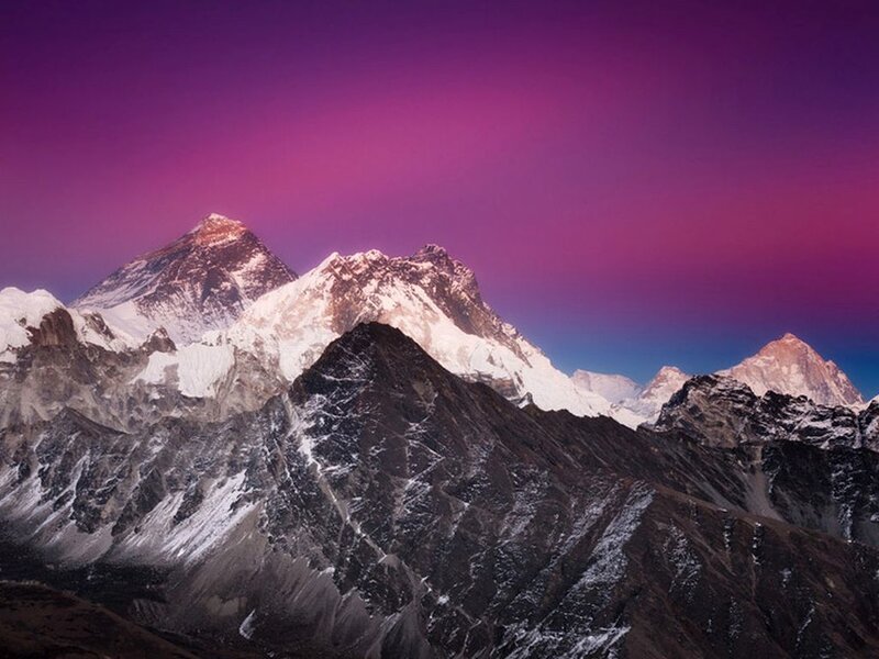 Snow-capped Mountain Peaks — Purple