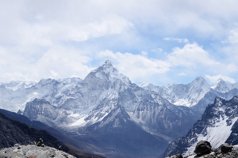 Snow-capped Mountain Peaks — White, Dramatic, Afternoon