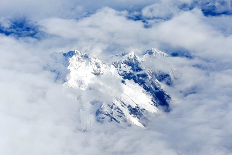 Snow-capped Mountain Peaks — White, Dramatic, Photograph, Clouds