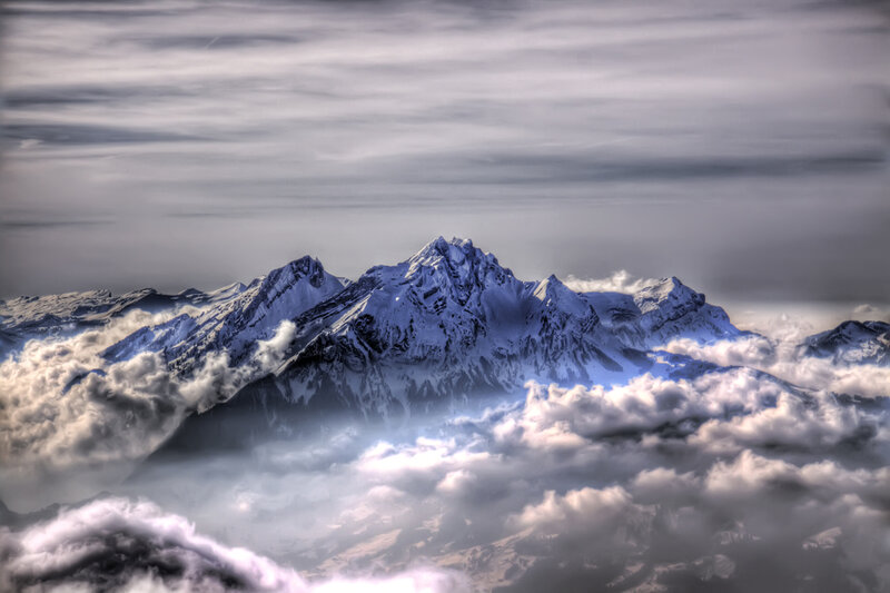 Snow-capped Mountain Peaks — White, Dramatic