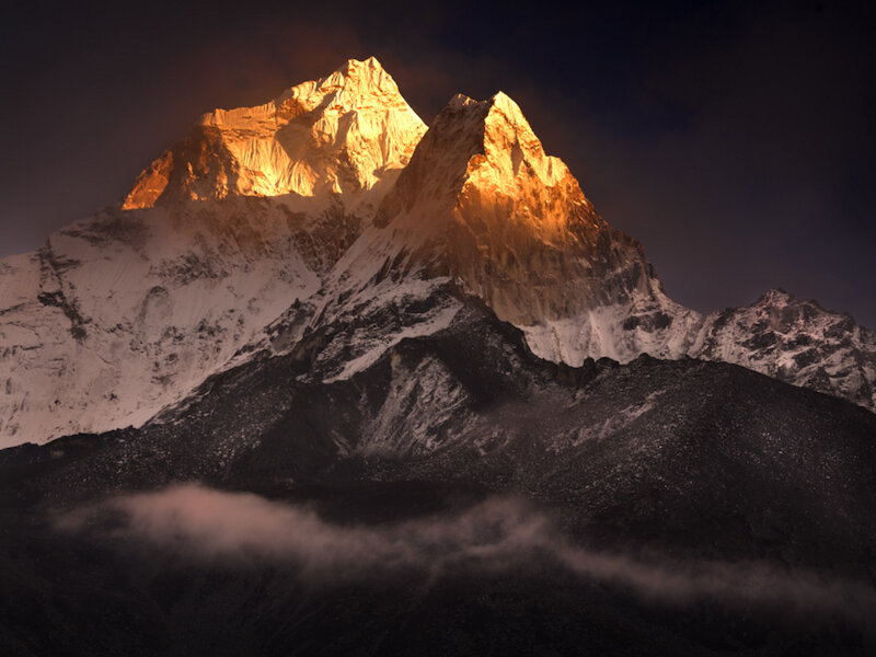 Snow-capped Mountain Peaks — White