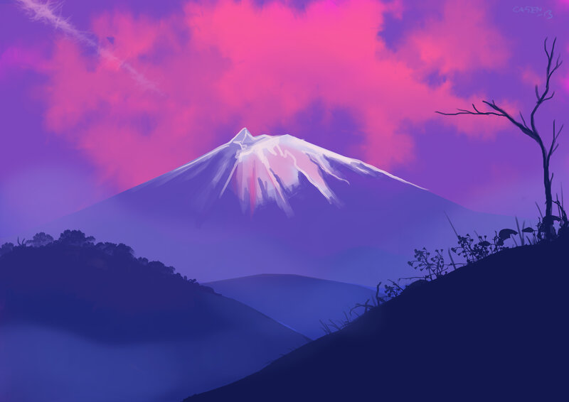 Snow-capped Mountain — Purple, Dramatic, Sunset
