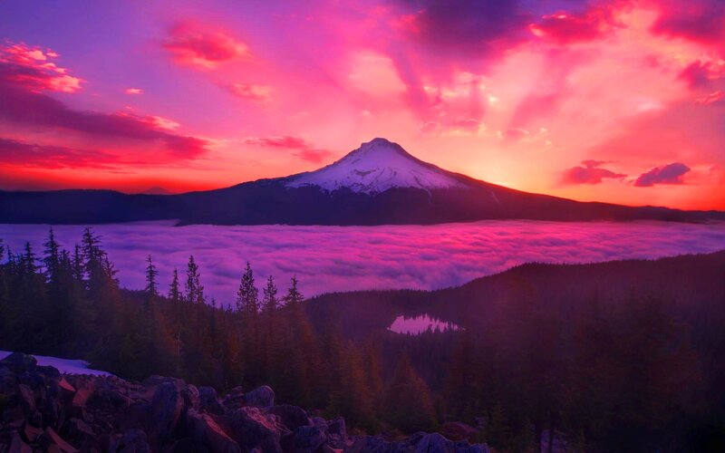Snow-capped Mountain — Purple, Dramatic