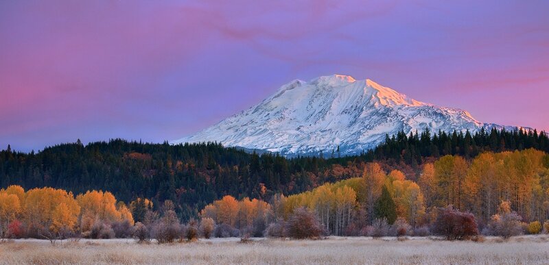 Snow-capped Mountain — Purple, Serene, Sunset, Photograph