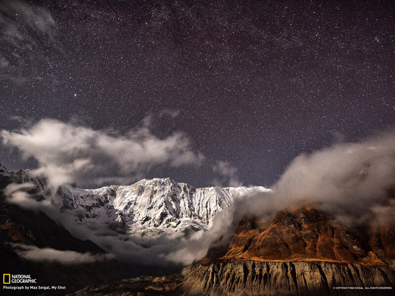 Snow-capped Mountain Range — Black, Dramatic, Night