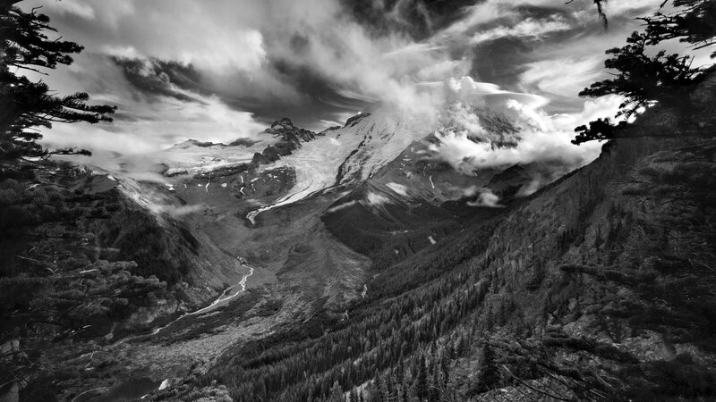 Snow-capped Mountain Range — Black, Dramatic, Photograph, Clouds