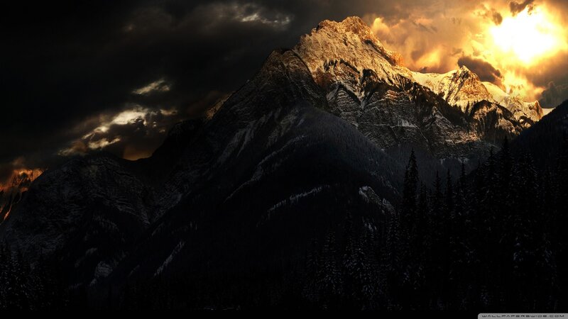 Snow-capped Mountain Range — Black, Dramatic, Sunset, Photograph