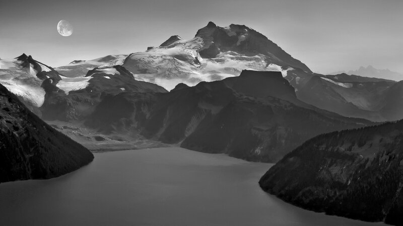 Snow-capped Mountain Range — Black, Serene, Night