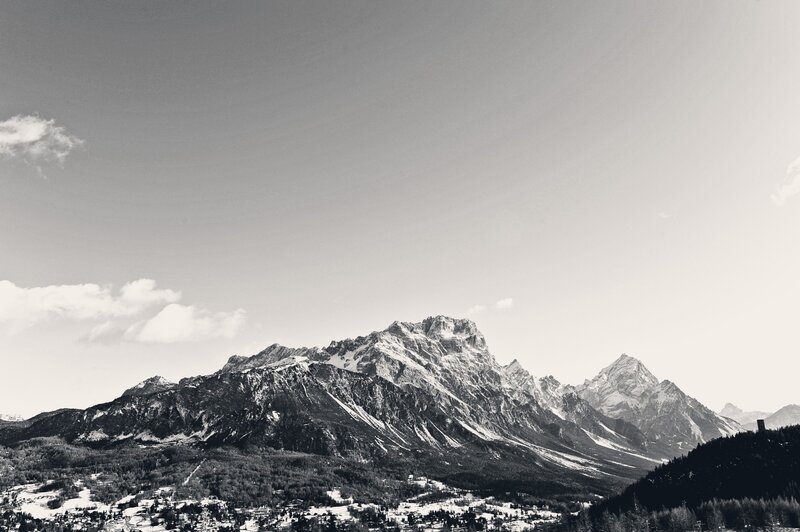 Snow-capped Mountain Range — Black, Serene