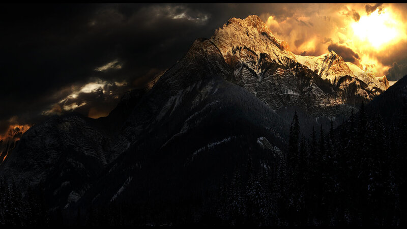 Snow-capped Mountain Range — Black