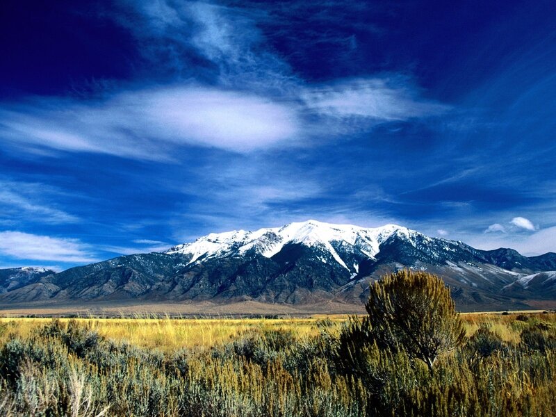 Snow-capped Mountain Range — Blue, Dramatic, Afternoon, Photograph, Field