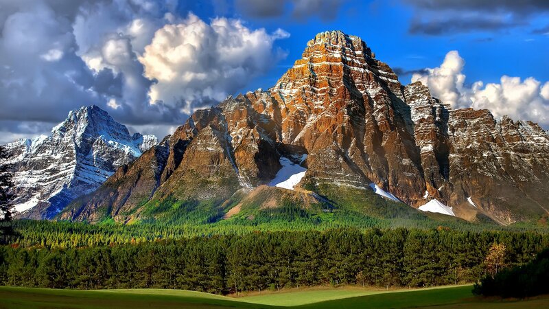 Snow-capped Mountain Range — Blue, Dramatic, Afternoon, Photograph, Forest