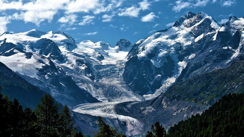 Snow-capped Mountain Range — Blue, Dramatic, Afternoon, Photograph, Glacier