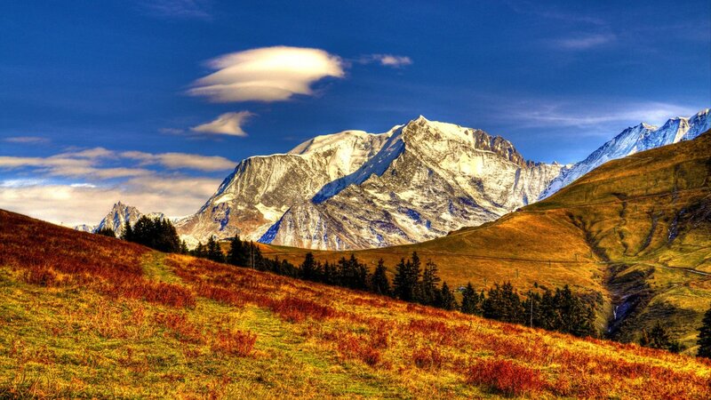 Snow-capped Mountain Range — Blue, Dramatic, Afternoon, Photograph, Hills