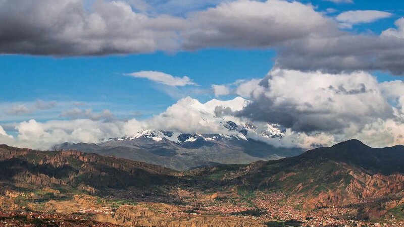 Snow-capped Mountain Range — Blue, Dramatic, Afternoon, Photograph, Mountains, Clouds, City