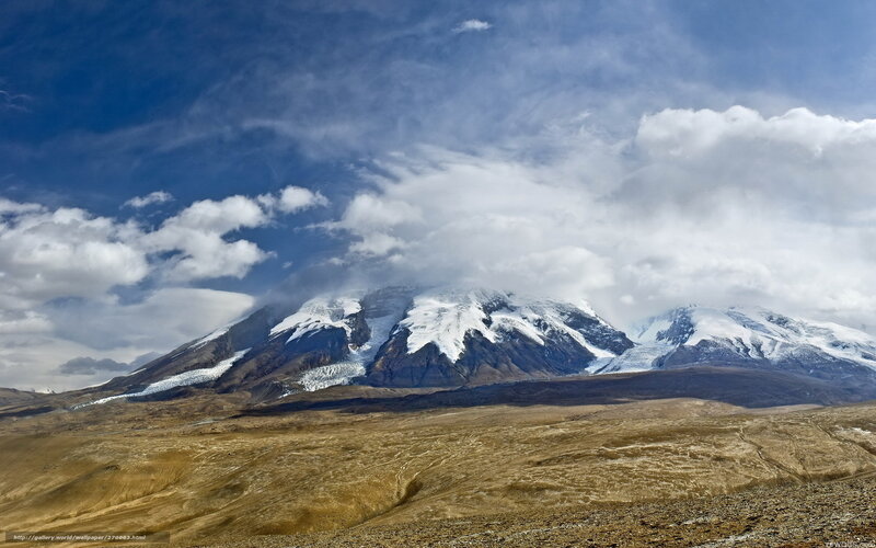 Snow-capped Mountain Range — Blue, Dramatic, Afternoon, Photograph, Mountains, Clouds