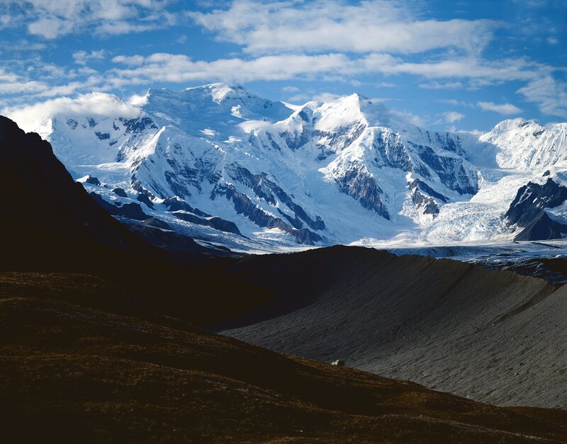 Snow-capped Mountain Range — Blue, Dramatic, Afternoon, Photograph, Mountains, Glaciers