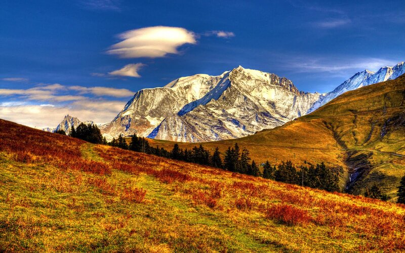 Snow-capped Mountain Range — Blue, Dramatic, Afternoon, Photograph, Mountains, Hills