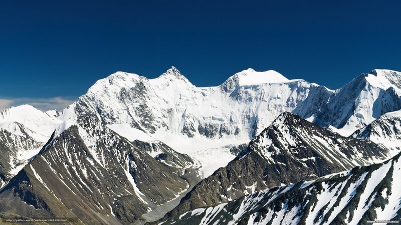 Snow-capped Mountain Range — Blue, Dramatic, Afternoon, Photograph, Mountains, Snow, Sky