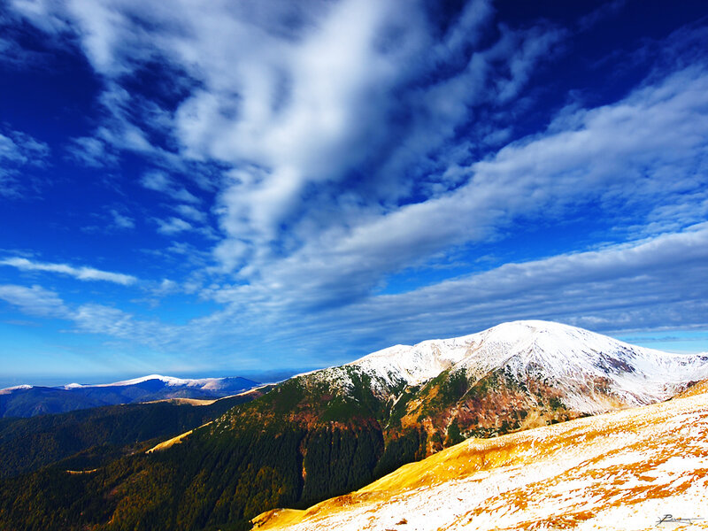 Snow-capped Mountain Range — Blue, Dramatic, Afternoon, Photograph, Mountains