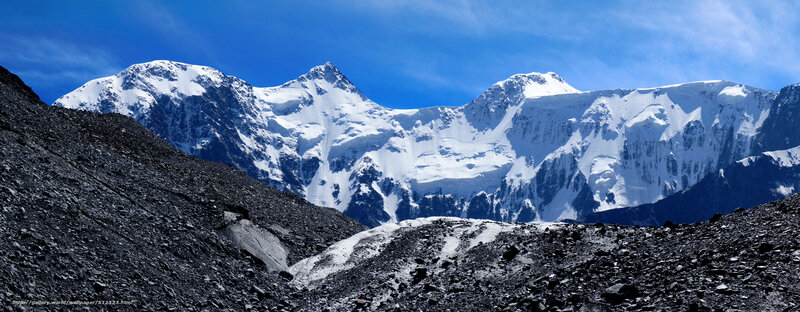 Snow-capped Mountain Range — Blue, Dramatic, Afternoon, Photograph, Sky