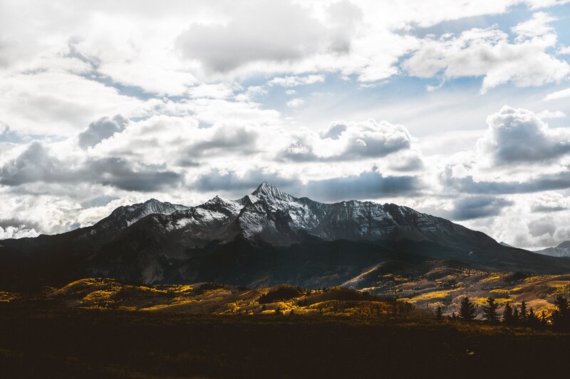 Snow-capped Mountain Range — Blue, Dramatic, Autumn, Photograph