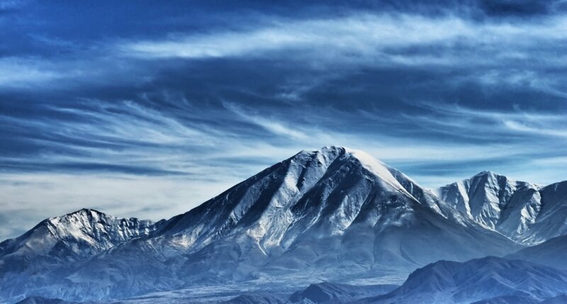 Snow-capped Mountain Range — Blue, Dramatic, Photograph