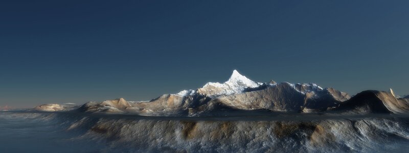 Snow-capped Mountain Range — Blue, Serene, 3d Render, Mountains