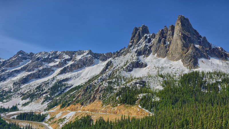 Snow-capped Mountain Range — Blue, Serene, Afternoon, Photograph, Forest